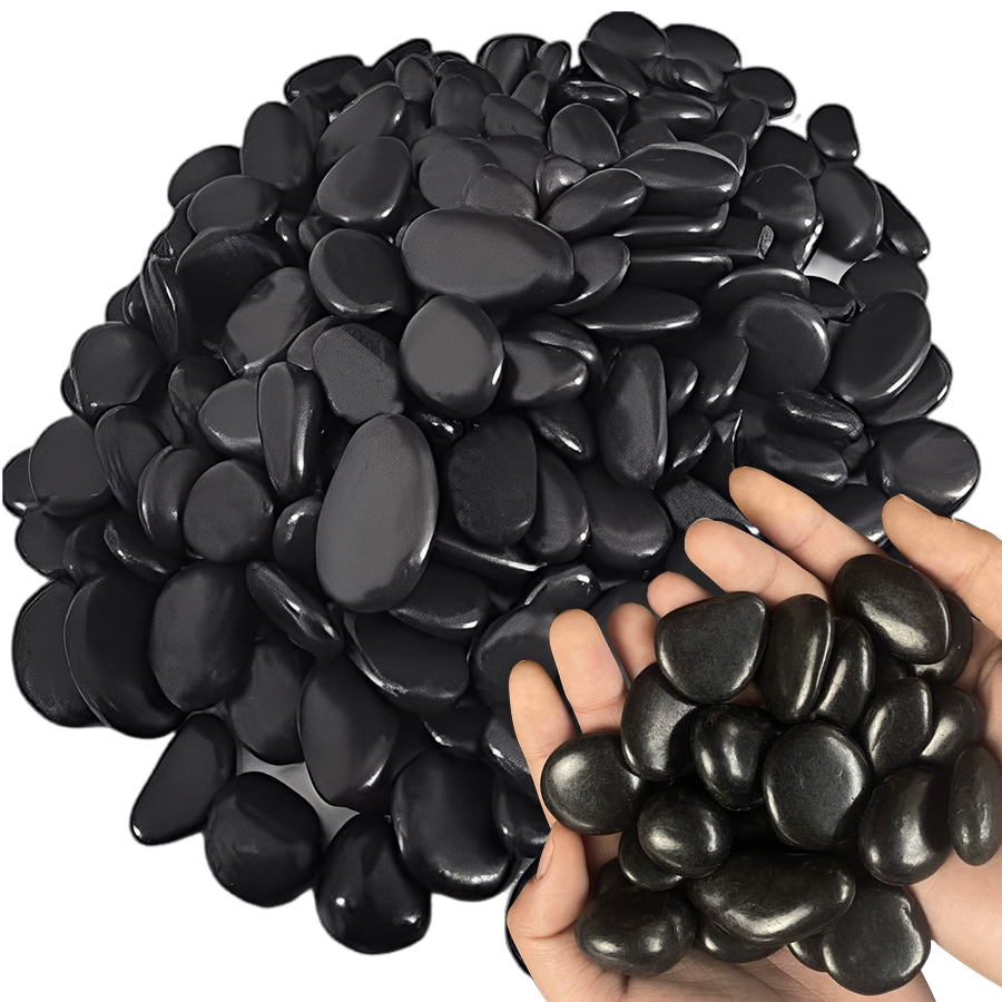 Aquarium Marine Fish - 200g Black High Polished Natural Pebbles