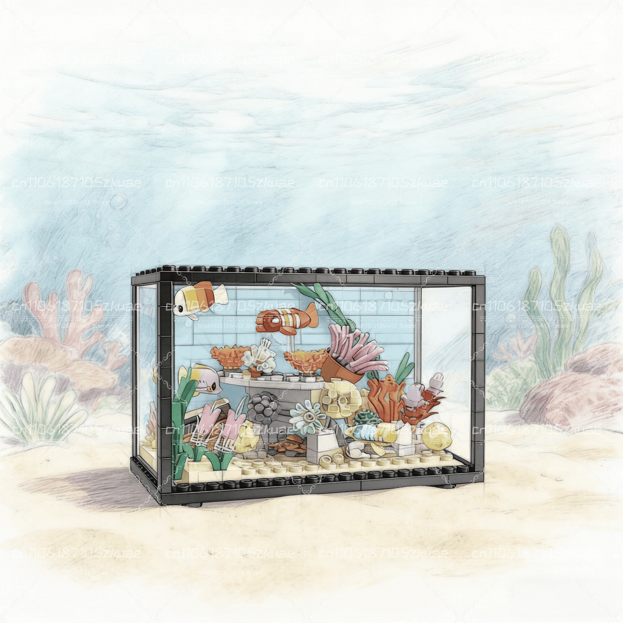 Idea Fish Tank Building Block  - Aquarium Marine Fish ulasan dan harga